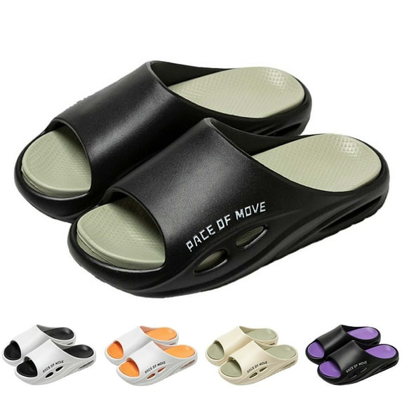 HNMKIU Slippers Men Outdoor Indoor Room Home Breathable Massage Soft Sole Quick Drying Elevated Thick Comfortable Flat Design Summer Sandals Black,7