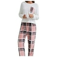 thumbnail image 1 of HNMKIU Women's Cozy Flannel Checkered Sleepwear Set Long Sleeve Pocketed Pajamas with Comfortable Pants for Autumn Winter Pink,XL, 1 of 6