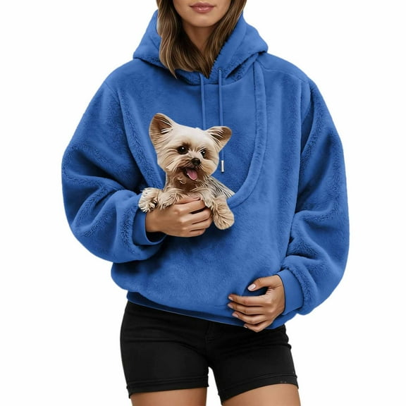 HNMKIU Women's Cozy Pullover Oversized Hoodies for Women with Front Sling Pocket for Small and Cats Soft Long Sleeve Sweatshirt 04_Blue,S