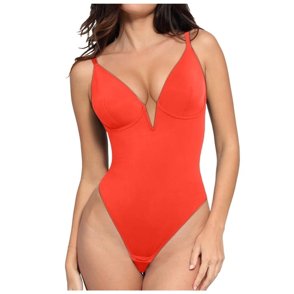 HNMKIU One-Piece Swimsuit Women V Neck Backless Thong Bodysuit Style Sleeveless Tank Top Swimsuit Womens Bathing Suits One-Piece Orange,M