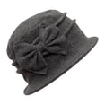 thumbnail image 1 of HNMKIU Women’s Double Layer Bucket Hat Thick Warm Winter Hat with Elegant Bow Korean European Style Bucket Hats for Woman 02_Grey,One Size, 1 of 3