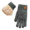 thumbnail image 1 of HNMKIU Women's Double Layer Thickened Jacquard Knitted Warm Winter Gloves for Cycling and Ski Activities Grey,One Size, 1 of 3