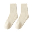 thumbnail image 1 of HNMKIU Women's Fall and Winter Thickened Warm Loop Knit Mid Tube Socks Cozy Thermal Crew Style Beige,One Size, 1 of 3