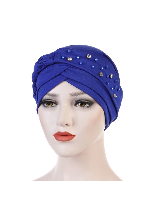 Women's Fashion Baseball Cap with Elastic Back and Stud Bead Design for Everyday Comfortable Wear Blue,One Size