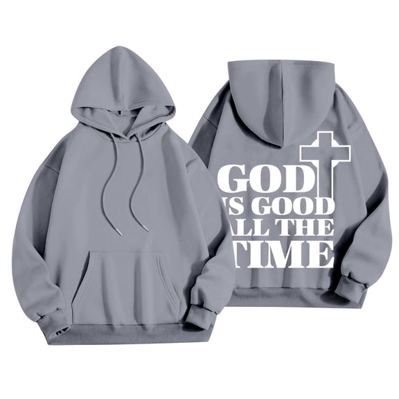 HNMKIU Women's Fashion Floral Print Hooded Sweatshirt Casual Long Sleeve Pullover Top for Daily Wear Hoodies for Women Grey,XL