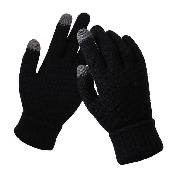 HNMKIU Women's Fashion Knit Winter Touchscreen Gloves Elastic Thermal Cold Weather Mittens For Outdoor Activities Black,One Size