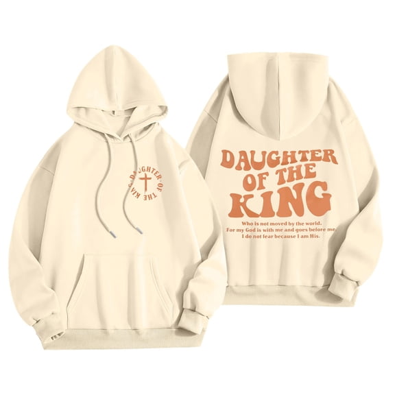 HNMKIU Women's Fashion Letter Print Long Sleeve Hoodies for Women with Pockets 04_Beige,L