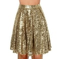 thumbnail image 1 of HNMKIU Women's Fashionable High Waist Pleated Sequin Carnival Skirts Elegant Loose Fit Solid Color Midi Party Wear ZZ04_Gold，XL, 1 of 5