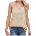 thumbnail image 1 of HNMKIU Women's Fashionable Loose Fit Sequin V-Neck Sleeveless Casual Top for Daily Wear Gold,M, 1 of 4