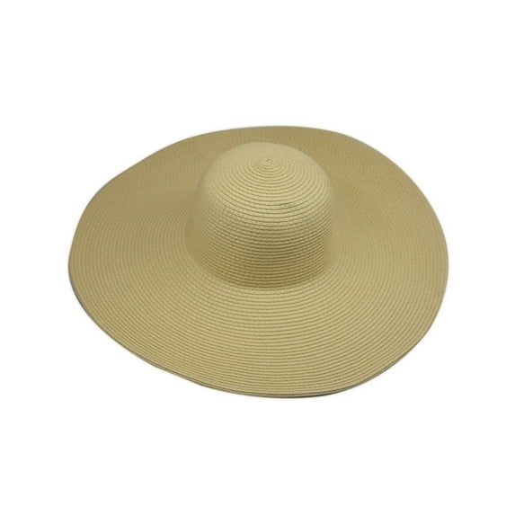 HNMKIU Women's Foldable Wide Brim Straw Sun Hat for Summer Beach Baseball Cap Floppy Style Beige,One Size