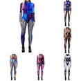 thumbnail image 1 of HNMKIU Women's Halloween Cosplay Jumpsuit Digital Print Tight Long Sleeve for Party Fancy Dress Blue - S, 1 of 4