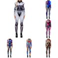 thumbnail image 1 of HNMKIU Women's Halloween Cosplay Jumpsuit Digital Print Tight Long Sleeve for Party Fancy Dress White - S, 1 of 4