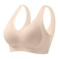 thumbnail image 1 of HNMKIU Women's Ice Silk Seamless Cold Feeling Thin Soft Support Breathable Comfortable Fixed Cup Bras for Women Beige-B,XXL, 1 of 4