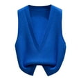 thumbnail image 1 of HNMKIU Women's Knit Sweater Vest V Neck Lightweight Cardigan Casual Layering Stretch Pullover Top for Spring Fall Winter Sweater Vest Women Blue,S, 1 of 5