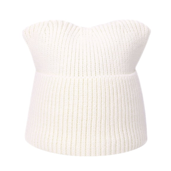 HNMKIU Women's Knitted Hat with Ears Winter Warm Soft Hats for Outdoor Winter Activities Z113-White,One Size