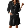 thumbnail image 1 of HNMKIU Women's Lightweight 3/4 Sleeve Robe Knee Length Kimono Bathrobe Spa Women's Sleepwear for and Relax 01_Black,M, 1 of 4