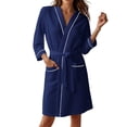thumbnail image 1 of HNMKIU Women's Lightweight Plus Size Pajamas 3/4 Sleeve Robe Knee Length Kimono Bathrobe Spa Robe for Women Home Loungewear Blue,XXXL, 1 of 4