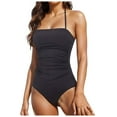 thumbnail image 1 of HNMKIU One-Piece Swimsuit Mesh Shirred Athletic Training Swimwear Padded Bikini Swimsuit Sport Tank Top Bathing Suit Women One-Piece Black,L, 1 of 5