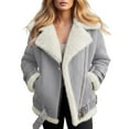 thumbnail image 1 of HNMKIU Women's Oversize Lined Jacket with Lamb Collar Warm Winter Coat Soft Outerwear Jackets for Women for Cold Weather Fashion Grey,M, 1 of 3