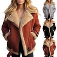 thumbnail image 1 of HNMKIU Women's Oversize Lined Jacket with Lamb Collar Warm Winter Coat Soft Outerwear Jackets for Women for Cold Weather Fashion Red,L, 1 of 3