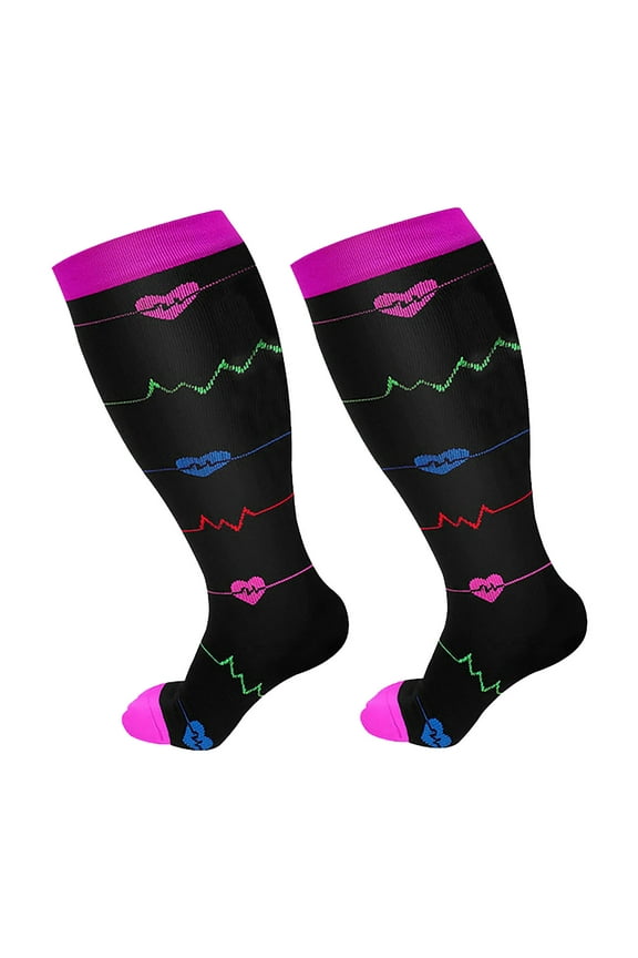 Women's Oversized Knee High Stretch Socks Extra Wide Calf Support Comfortable Tight Stockings For Larger Legs Purple,XXXXL