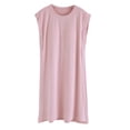 thumbnail image 1 of HNMKIU Women's Padded Sleeveless Solid Color Mid Length Nightgown Comfortable Womens Pajamas for Sleepwear and Home Clothing 04_Pink,XXL, 1 of 3