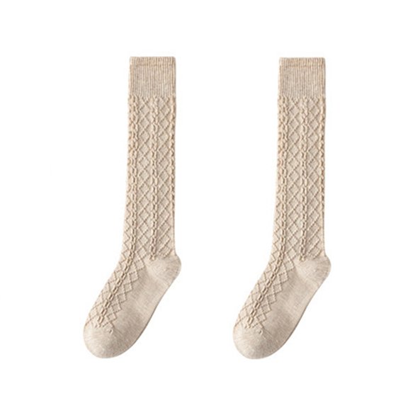 HNMKIU Women's Pattern Calf Socks - Thickened Wool Warm Stockings for Spring and Autumn Comfort,Sizes One Size
