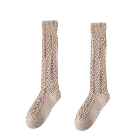 HNMKIU Women's Patterned Calf High Socks Soft Wool Blend Warm Thermal Stockings For Autumn And Winter Comfort Coffee,One Size