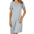 thumbnail image 1 of HNMKIU Women's Plus Size Blended Nightgown with Built In Bra V Neck Short Sleeve Sleepwear Plus Size Pajamas Loose Home Dress 02_Blue,XXXL, 1 of 4