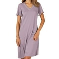 thumbnail image 1 of HNMKIU Women's Plus Size Blended Nightgown with Built In Bra V Neck Short Sleeve Sleepwear Plus Size Pajamas Loose Home Dress 02_Purple,M, 1 of 4