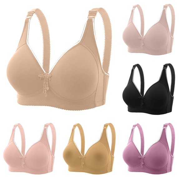 HNMKIU Women's Plus Size Comfortable Breathable Wire Seamless Four Clasp Maternity Bra Enhancing Lift Design