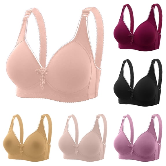 HNMKIU Women's Plus Size Comfortable Breathable Wire Seamless Four Clasp Maternity Bra Enhancing Lift Design