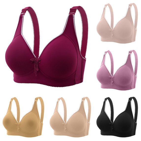 HNMKIU Women's Plus Size Comfortable Breathable Wire Seamless Four Clasp Maternity Bra Enhancing Lift Design