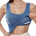 thumbnail image 1 of HNMKIU Women's Solid Color Ribbed U Neck Wide Strap Camisole with Built in Pads for Summer Outerwear Built in Bra Tank Tops for Women Blue,L, 1 of 8
