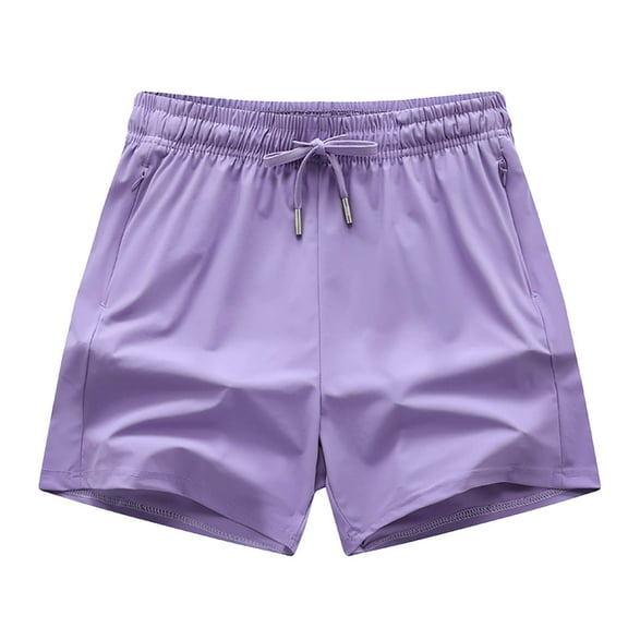 HNMKIU Women's Plus Size Summer Ice Silk Loose Fit Thin Shorts Mid Length Casual Pants with Drawstring 02_Purple,M