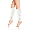 thumbnail image 1 of HNMKIU Women's Ribbed Knit Leg Warmers Long Boot Socks With Decorative Button For Sports Running And Party Outfits White,A, 1 of 5