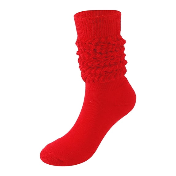 HNMKIU Women's Slouch Thigh High Boot Socks Soft Scrunch Casual Wear Cozy Socks for Everyday Comfort and Style Red,One Size