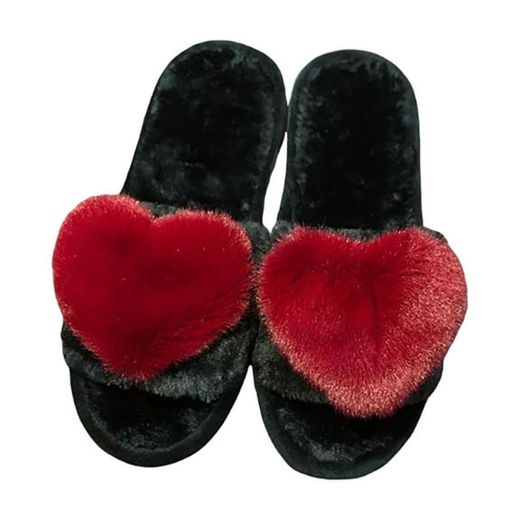 HNMKIU Women's Soft Cute Slippers with Heart Pattern Fuzzy Cozy Home Footwear Sole for Daily Relaxation Indoors 02_,41