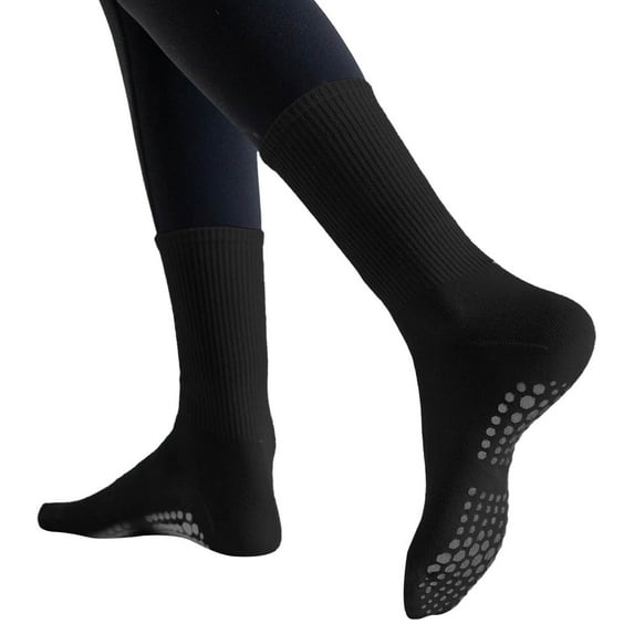 HNMKIU Women's Solid Color Mid Tube Yoga Socks with Silicone Grip for Indoor Fitness and Sports Activities Black,One Size