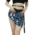 thumbnail image 1 of HNMKIU Women's Sparkly Sequin Mini Skirt with Adjustable Lace-Up Waist for Party Nights Navy,XL, 1 of 4