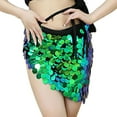 thumbnail image 1 of HNMKIU Women's Sparkly Sequin Mini Skirt with Adjustable Lace-Up Waist for Party Nights Green,S, 1 of 6