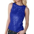 thumbnail image 1 of HNMKIU Women's Sparkly Sequin Sleeveless Tank Top Camisole Round Neck Rave Vest Party Shirt Clubwear for Stylish Women,Size L, 1 of 4