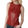 thumbnail image 1 of HNMKIU Women's Sparkly Sequin Sleeveless Tank Top Camisole Round Neck Rave Vest Party Shirt Clubwear for Stylish Women,Sizes M, 1 of 4
