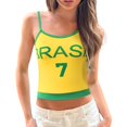 thumbnail image 1 of HNMKIU Women's Streetwear Graphic Letter Print Baby Tee Brazil Crop Top T Shirt Womens Tank Tops Yellow,S, 1 of 8