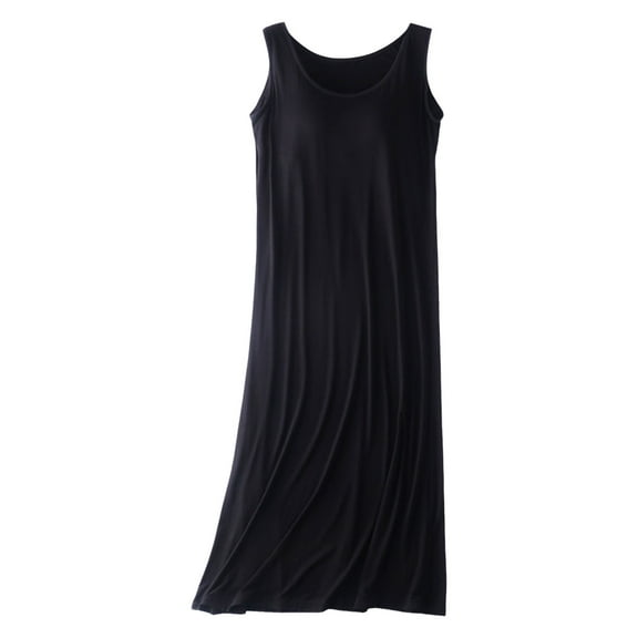 HNMKIU Women's Summer Lightweight Sleeveless Tank Nightgown with Chest Pad Loose Fit Women's Pajamas Can Be Worn as a Casual Dress 01_Black,XXXL
