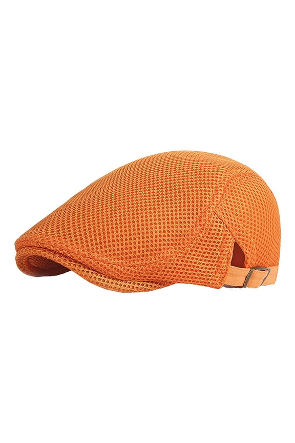 Women's Summer Thin Hollow Mesh Breathable Adjustable Sun Visor Cap Retro Style for Sun Protection Hats for Women 01_Orange,One Size