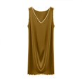 thumbnail image 1 of HNMKIU Women's Summer V Neck Flounce Sleeveless Nightgown Plus Size A Line Womens Pajamas for Home Relaxation and Sleep 02_Yellow,M, 1 of 4