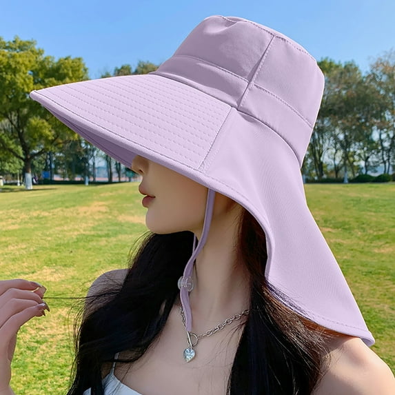 HNMKIU Women's Summer Wide Brim Sun Hat for Outdoor Activities and Mountaineering Purple,One Size