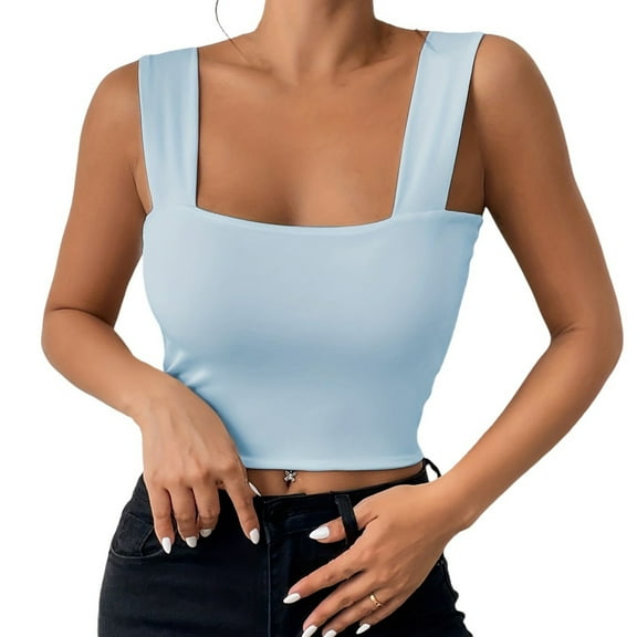 HNMKIU Women's Tanks & Strapless Vest With Wide Shoulder Straps Sleeveless Top And Body Hugging Hot Girl Vest for Stylish Fashionistas,Size L