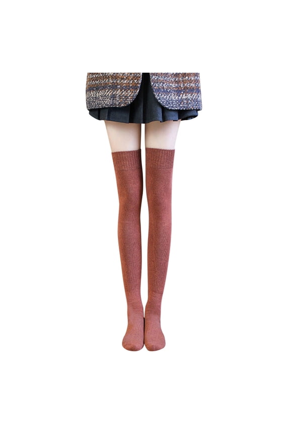 Women's Thermal Knee High Socks Extra Warm Thigh Tube Stockings for Cold Weather Comfort Red,One Size